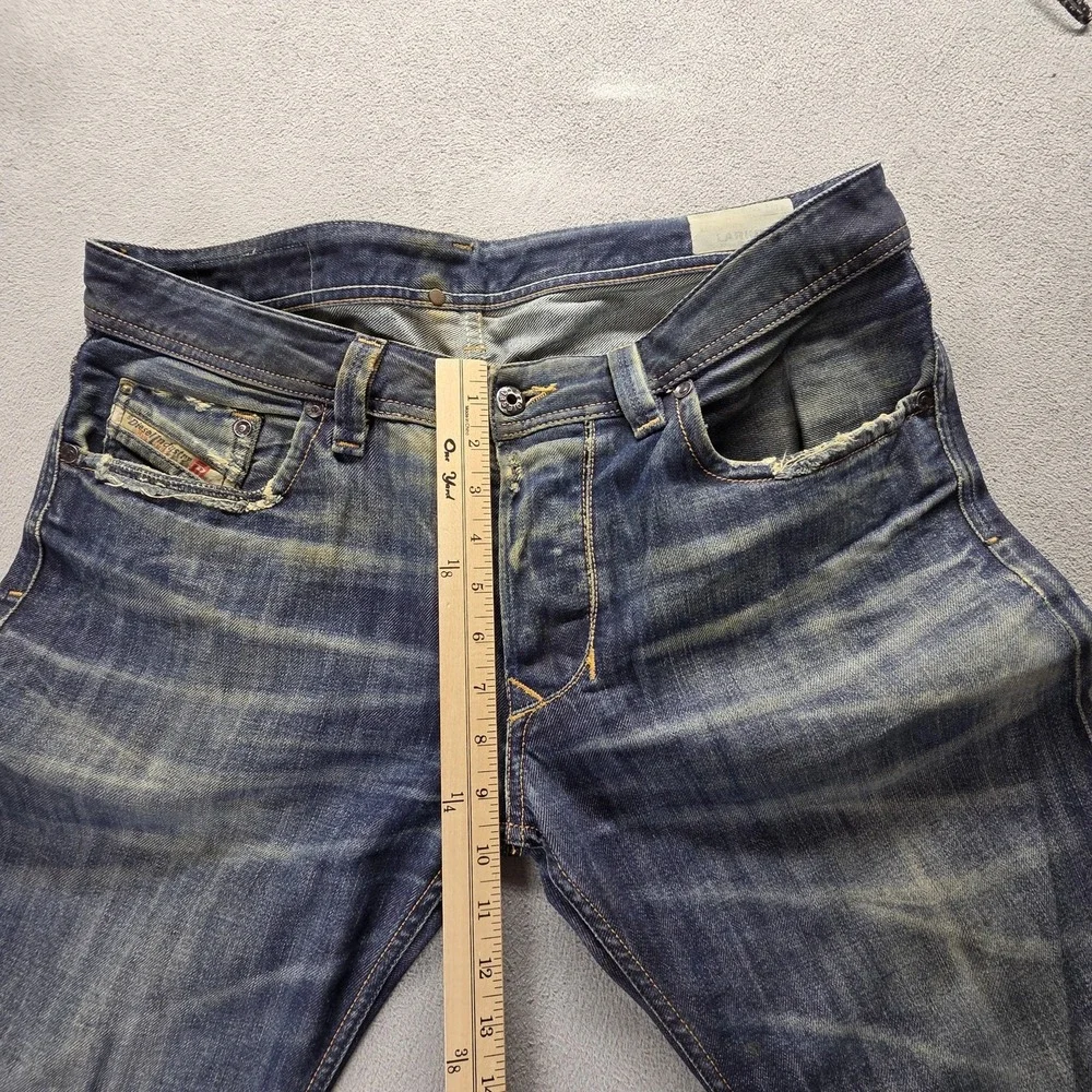 Diesel Jeans Mens 32x32 Blue Larkee Regular Straight Distressed Button Fly 0806W